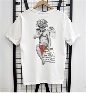 Back Print T-shirt-Krem