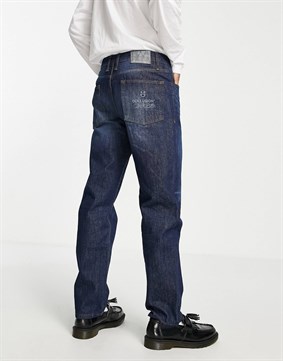 Unisex 90's Straight Leg Jeans-Lacivert